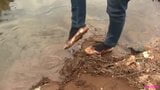 Vera Wet and Messy shoeplay with ballet flats and jeans snapshot 4