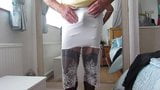 Tight white skirt showing suspender bumps snapshot 2