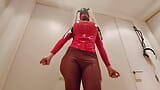 Busty sissy slut in red latex snapshot 14