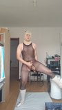 Wear ballet shoes and body stocking and Masturbation snapshot 3