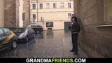 Two friends pick up and bang hairy skinny granny snapshot 1