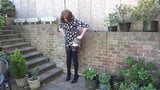 No knickers on a windy day - peeing and wanking outside snapshot 2