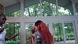 Pounding the black redhead from behind and seeing her ass jiggle made him cum twice snapshot 2