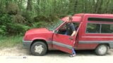 Big boobs Milf anally fucked on the road by the mechanic snapshot 1