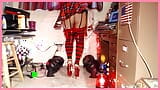 My BLACK DADDIES at the Tgirl nightclub requested a naughty schoolgirl outfit in red 9" BBC WHORE platform stiletto heels. snapshot 9