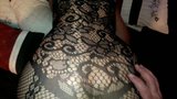 RICAN WIFEY IN BLACK FISHNET BODYSUIT DOGGYSTYLE snapshot 9