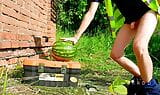 Straight construction TimonRDD worker fucked a watermelon at a construction site snapshot 19