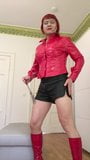 Self spanking in leather shorts snapshot 5