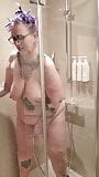 Tall BBW MILF cums in shower using shower snapshot 1