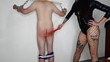 BDSM bare ass spanking. Dominatrix Nika painfully educates her slave. snapshot 10