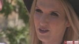 Busty blonde tgirl Kayleigh Coxx gets barebacked by a cowboy snapshot 2