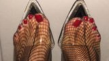 In the car Feet with red Toenails in Fishnets & clear Heels snapshot 2