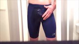 Bulging and pissing my blue spandex spandex running shorts snapshot 8