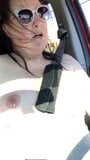 Zoey showing boobies & driving. Masturbating at beach snapshot 3