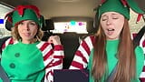 Horny elves cumming in drive thru with lush remote controlled vibrators featuring Nadia Foxx snapshot 9