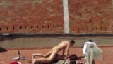 Amateur Couple Fucking on the Terrace, Outside Sex snapshot 8