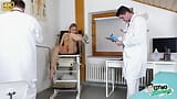 Cervical exam of chubby young blonde Cayla Lyons by 2 doctors snapshot 1