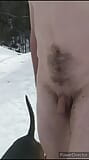 Snowy walk turns in to me getting naked, walking away from the clothes and having a wank - naked walker snapshot 5