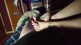 Oily handjob, footjob and cumshot snapshot 5