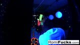 Romi and Dani lesbian black-light fun snapshot 13