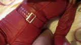 Fetish Sharlotzika Red leather catsuit suck and fuck snapshot 11