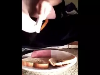 Pretty Brunete Goddess Making Tasty Jam Sandwich for Slave ...