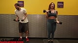 Personal trainer gives private lessons to guy at gym snapshot 2