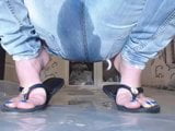 Wet Fetish Milf Pissing In Jeans Close Up snapshot 3