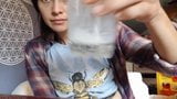 Latina squeezes milk from a tit for Youtube snapshot 2