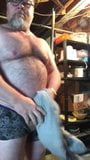 Stocky daddy bear cum hard in garage  snapshot 1