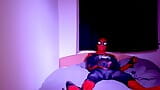 Spiderman Zentai menggunakan dildo dan pancutan mani snapshot 2