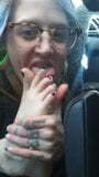 Ash Public Foot Worship in Car snapshot 6