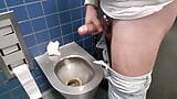 Big fat cock with ring jerk off in public toilete in Germany. snapshot 9