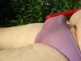 Wearing only my panty in my backyard (1) snapshot 2