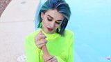 Blue-haired Babe Riding and Suck Dildo - Cum on Face Imitati snapshot 3