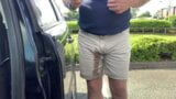 Peeing my panties and shorts stockings on public carpark snapshot 2