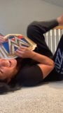 WWE - Bayley celebrating with her world title snapshot 4