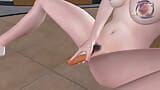 An animated 3D porn Video of a Teen Girl Sitting on the floor and Masturbating using Carrot. snapshot 6