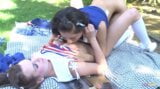 Lesbian cheerleaders have an orgasm in the yard as they do the sixty nine snapshot 17