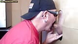 Gloryhole POV amateur blowjob DILF sucks and eats cum snapshot 2