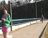 A beautiful German teen gets her muff sprayed by an old dude in public snapshot 1