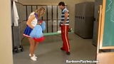 Flexible cheerleader teen in lockerroom snapshot 3