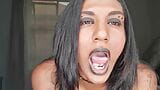 Desi slut dirty talking while playing, displaying her tongue and soft lips snapshot 7