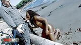 Fucking at the beach with a spectacular young black woman with an oiled body: Nancy Love snapshot 5