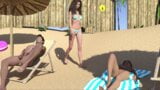 O fată intră într-o zonă nudistă fără bikini cu un bikini și atrage rapid ochiul unei pule mari și negre snapshot 2