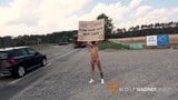 Tesla Protest! Kitty Blair nude in public! WolfWagner.com snapshot 6