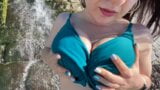 Mistress Lara in bikini on the beach touches her boobs snapshot 6