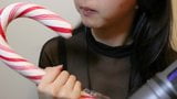 ASMR Asian Girl Sensually Licks HUGE Candy Cane snapshot 4