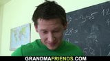 Very old teacher takes double penetration snapshot 3