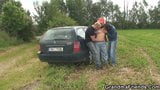 Blonde granny double penetration in the fields snapshot 6